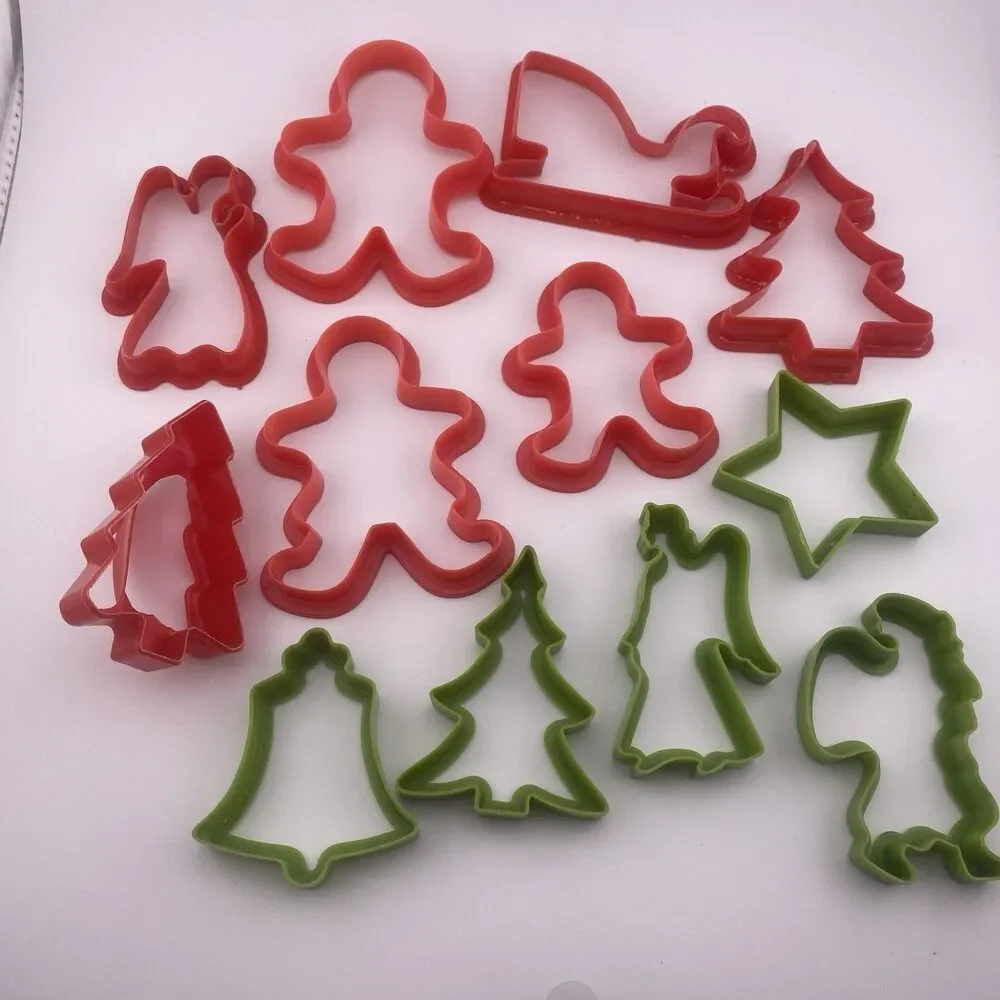 Lot of 12 Christmas Holiday Plastic Cookie Cutters